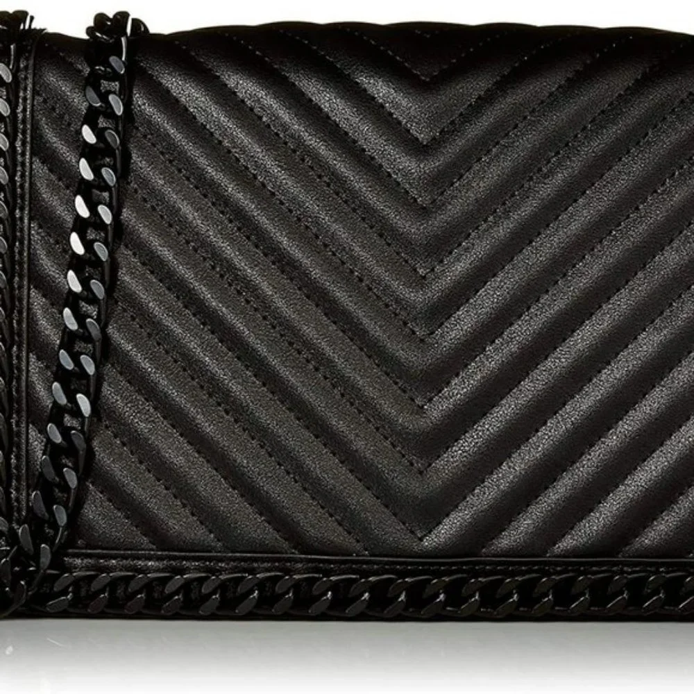 BNWT Aldo Faux Leather Crossbody with metal chain belt Black - Picture 5 of 8